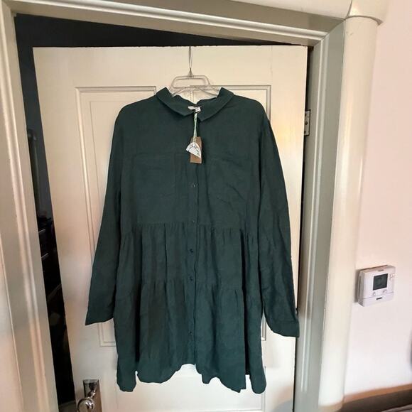 Umgee Dresses & Skirts - Umgee Green Tiered Button Down Tunic Dress Size 1XL